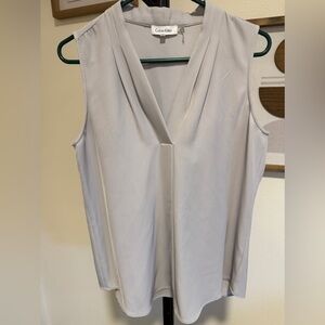 Calvin Klein V-Neck Sleeveless Gray Blouse